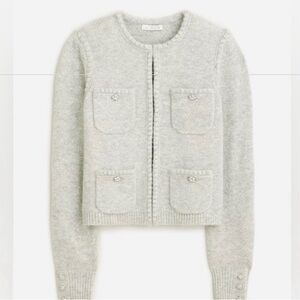 NWT JCrew Odette sweater jacket with jewel buttons in Heather gray